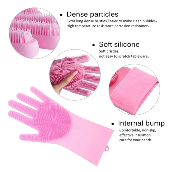 177 Reusable Silicone Cleaning Brush Scrubber Gloves (Multicolor) - Image 3