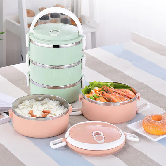 2872 Multi Layer Stainless Steel Hot Lunch Box (3 Layer) - Image 2