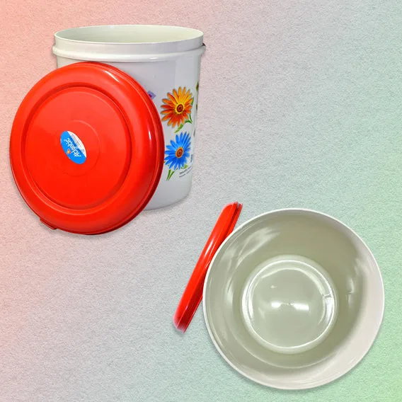 2062 Kitchen Airtight & Food Grade Plastic Floral Design Grocery Storage Container/Jar. Set of 3pcs - 5000ML, 7000ML, 10000ML - Image 4