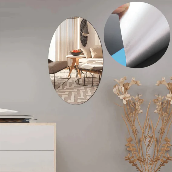 9053 10PC BIG OVAL ADHESIVE-BATHROOM-MIRROR-WALL - Image 4