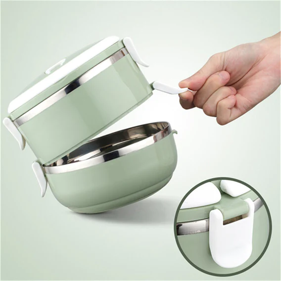 2873 Multi Layer Stainless Steel Hot Lunch Box (2 Layer) - Image 5