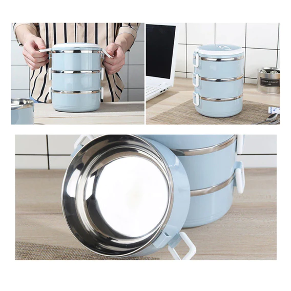 2872 Multi Layer Stainless Steel Hot Lunch Box (3 Layer) - Image 6