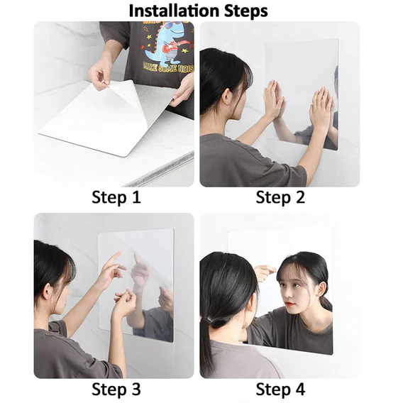 9053 10PC BIG OVAL ADHESIVE-BATHROOM-MIRROR-WALL - Image 3
