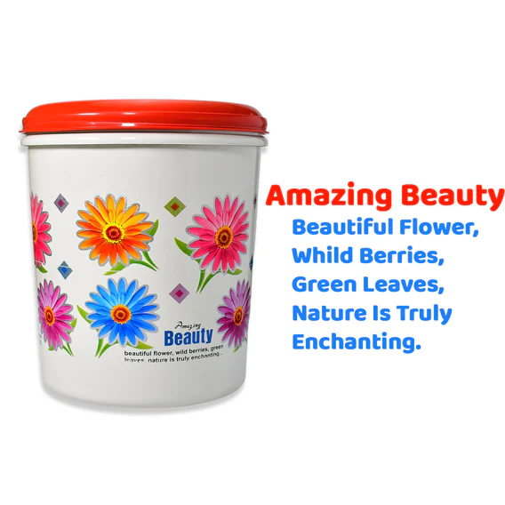 2062 Kitchen Airtight & Food Grade Plastic Floral Design Grocery Storage Container/Jar. Set of 3pcs - 5000ML, 7000ML, 10000ML - Image 6
