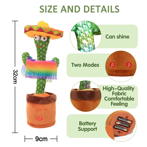 186 Dancing Cactus Talking Toy, Chargeable Toy - Image 8