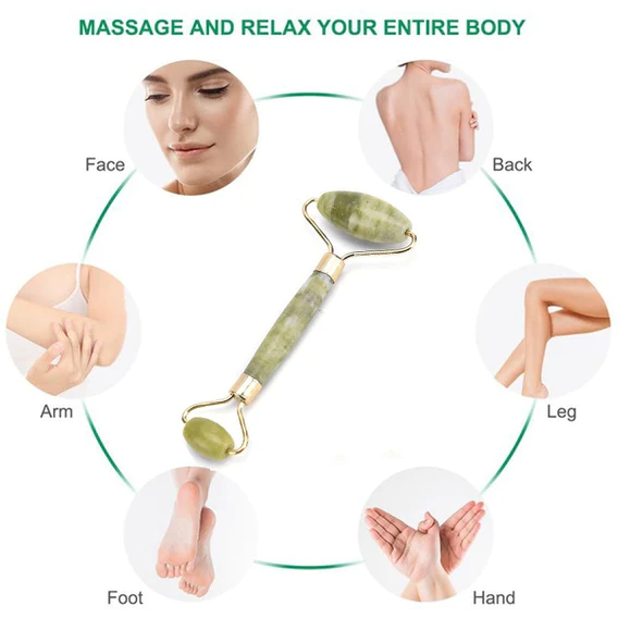 1387 Smooth Facial Roller & Massager Natural Massage Jade Stone - Image 4