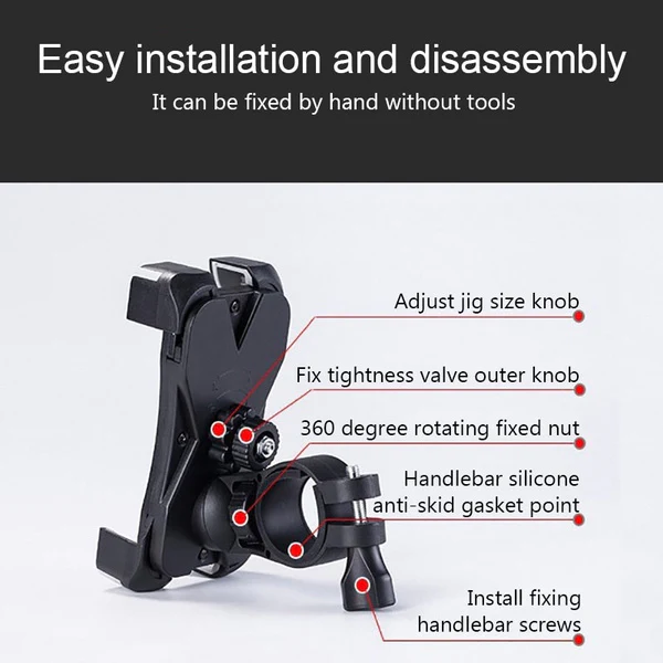 1456 Bike Phone Mount Anti Shake and Stable Cradle Clamp with 360Â° Rotation - Image 2