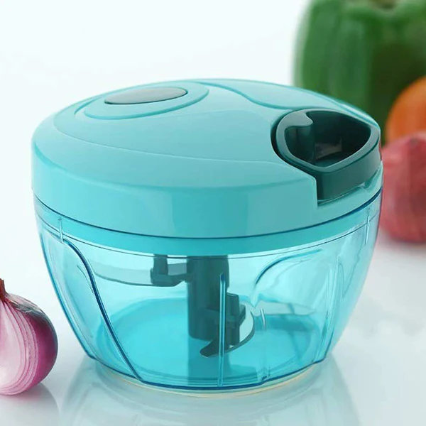 7008 Manual Stainless Steel Blades Compact Hand Held Vegetable Chopper/Slicer (Brown Package Box) (425 ml) - Image 4