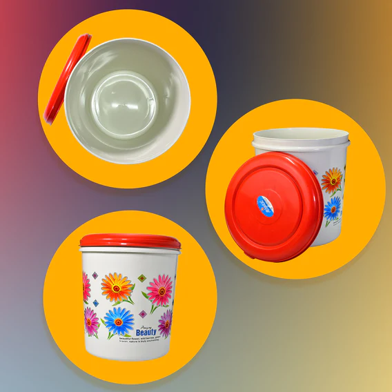 2062 Kitchen Airtight & Food Grade Plastic Floral Design Grocery Storage Container/Jar. Set of 3pcs - 5000ML, 7000ML, 10000ML - Image 7