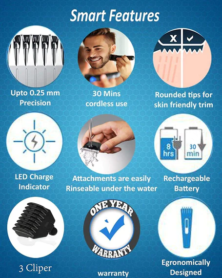 1437 NS-216 rechargeable cordless hair and beard trimmer for men's - Image 7