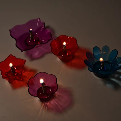 6320 Magical Reflection Diya Set with 6 Attractive Design Cup (Set Of 12 Pieces) - Image 3