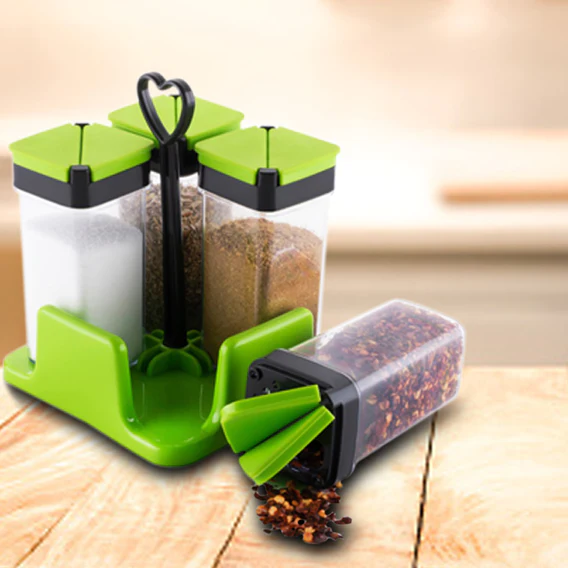 2242A  Multipurpose Spice Rack For kitchen Plastic Made set of 4 Jar - Image 5