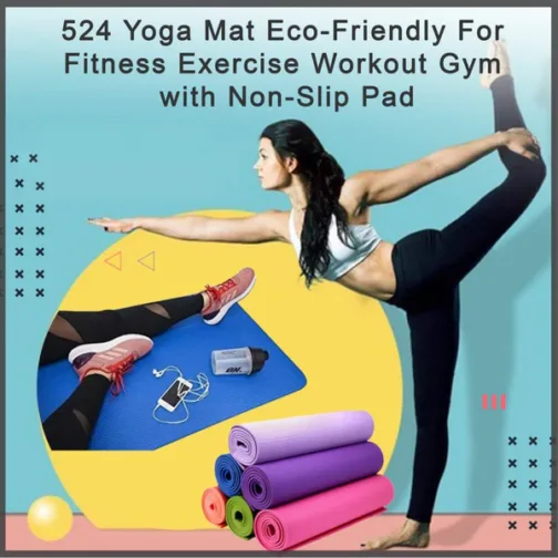 0524_Yoga Mat Eco-Friendly For Fitness Exercise Workout Gym with Non-Slip Pad (180x60xcm) Mix Color - Image 2