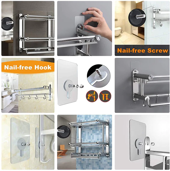 9017 Adhesive Screw Wall Hook used in all kinds of places including household and offices for hanging and holding stuffs etc. - Image 4