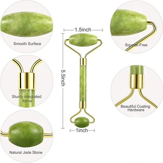 1387 Smooth Facial Roller & Massager Natural Massage Jade Stone - Image 7