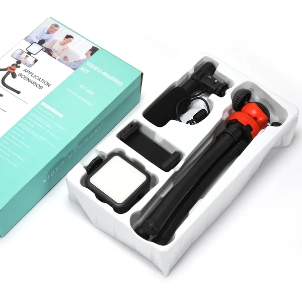 6054 Vlogging Kit for Video Making with Mic Mini Tripod Stand, LED Light & Phone Holder Clip for Making Videos - Image 9