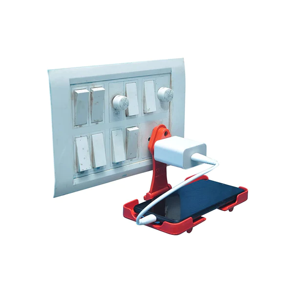 6496 Multi-Purpose Wall Holder Stand for Charging Mobile Just Fit in Socket and Hang (Red) - Image 4