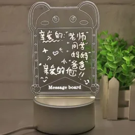 UV12 Acrylic Writing Board with Pen & Light, LED Message Board, Rewritable Acrylic Message Board with Stand, Dry Erase Board Acrylic Message Board Note Board LED Light (Model-4, Acrylic)