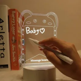 UV12 Acrylic Writing Board with Pen & Light, LED Message Board, Rewritable Acrylic Message Board with Stand, Dry Erase Board Acrylic Message Board Note Board LED Light (Model-4, Acrylic)