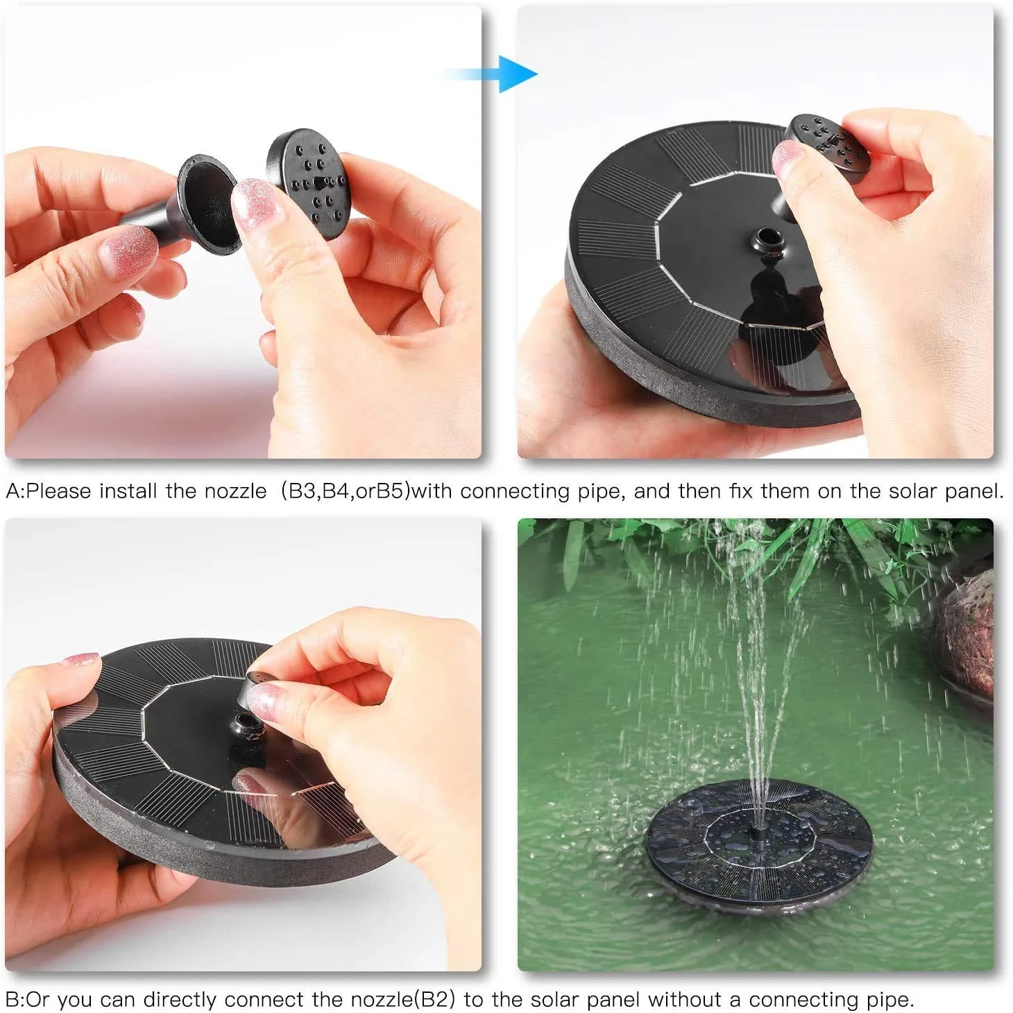 RS0011 Round 7V 1.4W Fountain Solar Power Floating Water Pump (Black) - Image 2