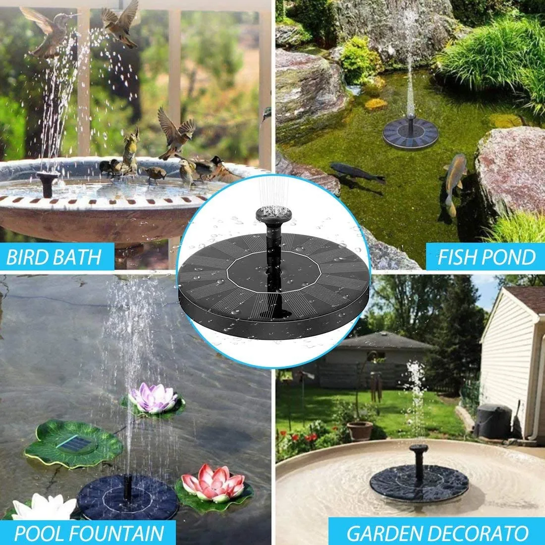 RS0011 Round 7V 1.4W Fountain Solar Power Floating Water Pump (Black) - Image 6