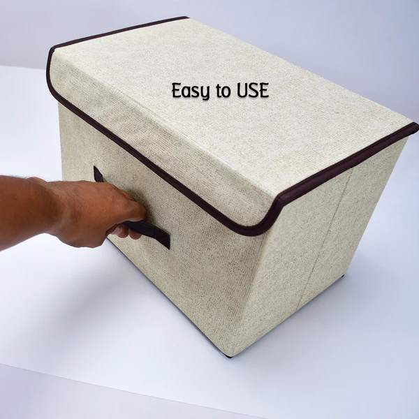 6470 Foldable Storage Box with Lid and Handles, Cotton and Linen Storage Bins and Baskets Organizer for Nursery, Closet, Bedroom, Home - Image 7