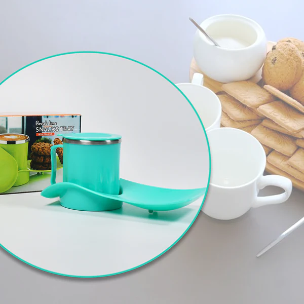 2851 Snacks Tray & Inside Steel Cup 350ml Break Time Tray For Kids & Home Use - Image 6