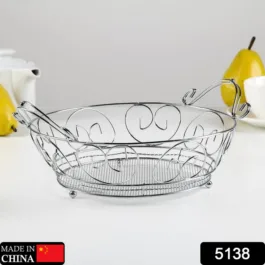 5138 Multipurpose Stainless Steel Modern Folding Fruit and Vegetable Basket (Silver, 8 Shapes)