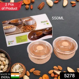 5278 Plastic Round Kitchen Storage Container Food Storage Jar 550 ML , For Home & Kitchen Use (2 pcs )