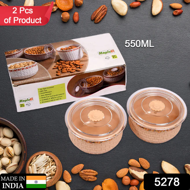 5278 Plastic Round Kitchen Storage Container Food Storage Jar 550 ML , For Home & Kitchen Use (2 pcs )