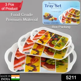 5211 Serving Tray Set 3 pcs Different Size For Kitchen & Office Use