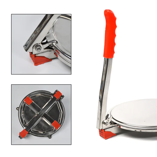 7149 PURI PRESS MAKER - STAINLESS STEEL PURI MAKER PRESS MACHINE - ROTI CHAPATI PRESSER FOR HOME - PAPAD-KHAKHRA- PURI MAKER PRESS MACHINE WITH HANDLE, MANUAL PURI MAKER ( BIG ) - Image 4