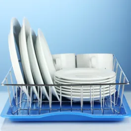 5140 High Grade Dish Drainer Basket/Plate Sink Stand/Plate Drying Rack/Dish Rack for Kitchen Stainless Steel 48cm