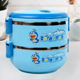 2873A DORAEMON 2LAYER LUNCH BOX STEEL HIGH QUALITY 2 LAYER TIFFIN BOX FOR HOME , OFFICE & SCHOOL USE