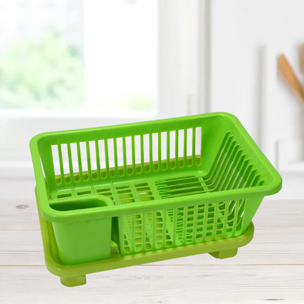 1134 Durable Plastic Large Sink Set Dish Rack Drainer with Removable Tray for Kitchen - Image 3