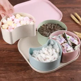 7151 CANDY BOX LARGE CAPACITY SPACE-SAVING COMPARTMENT DESIGN CREATIVE DIVIDED FOOD FRUIT PLATE FOR LIVING ROOM