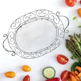 5138 Multipurpose Stainless Steel Modern Folding Fruit and Vegetable Basket (Silver, 8 Shapes)