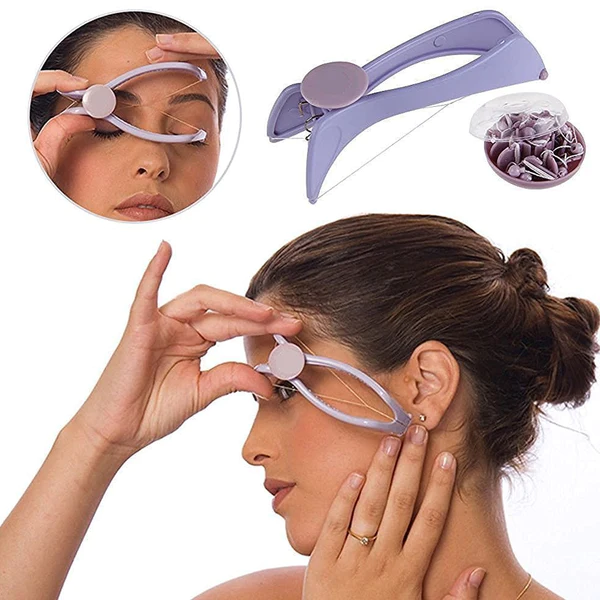 1214A Slique Painless Eyebrow, Upper Lips, Face and Body Hair Removal Threading Manual Tweezer Machine Shaver System Kit - Image 7