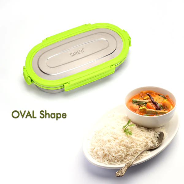 8138 Ganesh Solo Oval 650 Stainless Steel Leak proof airtight Lunch Pack for Office & School Use - Image 4