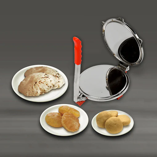 7149 PURI PRESS MAKER - STAINLESS STEEL PURI MAKER PRESS MACHINE - ROTI CHAPATI PRESSER FOR HOME - PAPAD-KHAKHRA- PURI MAKER PRESS MACHINE WITH HANDLE, MANUAL PURI MAKER ( BIG ) - Image 3
