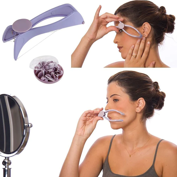 1214A Slique Painless Eyebrow, Upper Lips, Face and Body Hair Removal Threading Manual Tweezer Machine Shaver System Kit - Image 6