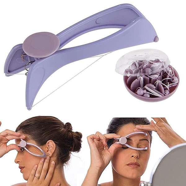1214A Slique Painless Eyebrow, Upper Lips, Face and Body Hair Removal Threading Manual Tweezer Machine Shaver System Kit - Image 5