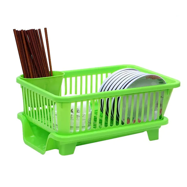 1134 Durable Plastic Large Sink Set Dish Rack Drainer with Removable Tray for Kitchen - Image 6