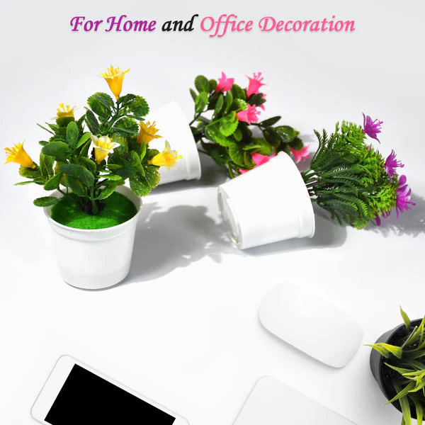 4950 Flower Pot Artificial Decoration Plant | Natural Look & Plastic Material For Home , Hotels , Office & Multiuse Pot - Image 5