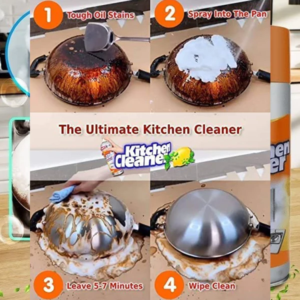 1331 Multipurpose Bubble Foam Cleaner Kitchen Cleaner Spray Oil & Grease Stain Remover Chimney Cleaner Spray Bubble Cleaner All Purpose Foam Degreaser Spray (500 Ml) - Image 6