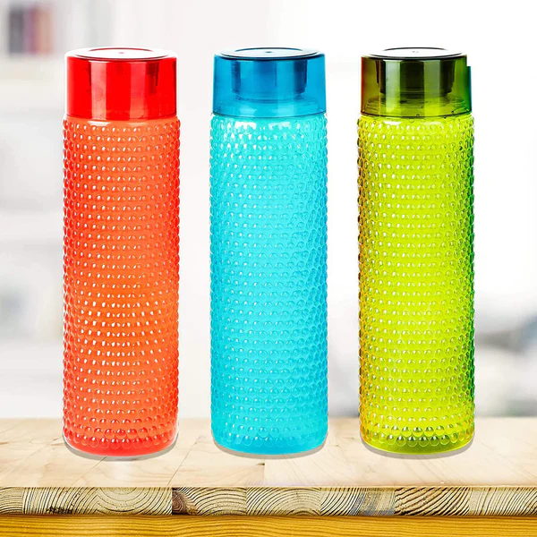 5270 Water Bottle Bubble Shape Designer Water Bottles for Fridge School College Use, Capacity 1000ml ( 3 pc ) - Image 2