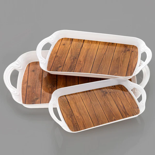5211 Serving Tray Set 3 pcs Different Size For Kitchen & Office Use - Image 3
