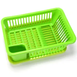 1134 Durable Plastic Large Sink Set Dish Rack Drainer with Removable Tray for Kitchen