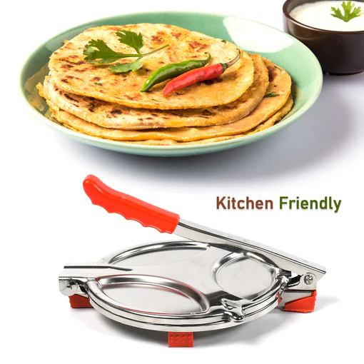 7149 PURI PRESS MAKER - STAINLESS STEEL PURI MAKER PRESS MACHINE - ROTI CHAPATI PRESSER FOR HOME - PAPAD-KHAKHRA- PURI MAKER PRESS MACHINE WITH HANDLE, MANUAL PURI MAKER ( BIG ) - Image 5