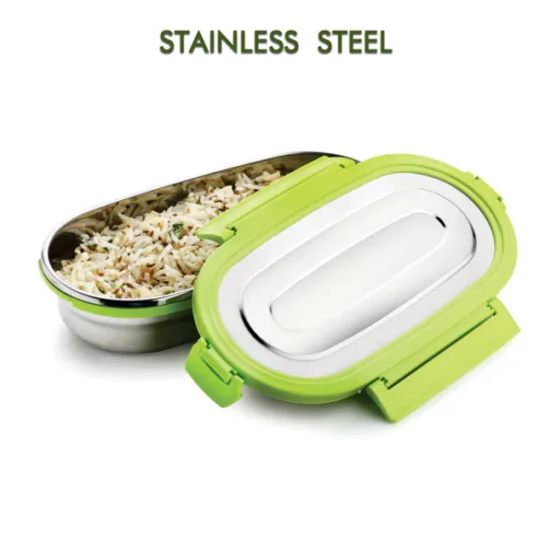8138 Ganesh Solo Oval 650 Stainless Steel Leak proof airtight Lunch Pack for Office & School Use - Image 6